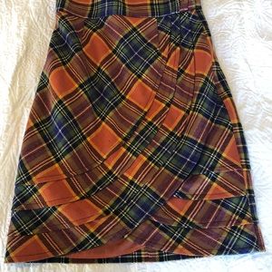 Orange plaid Tracy Reese tulip shaped skirt